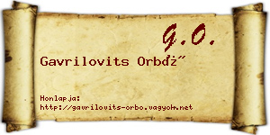 Gavrilovits Orbó névjegykártya